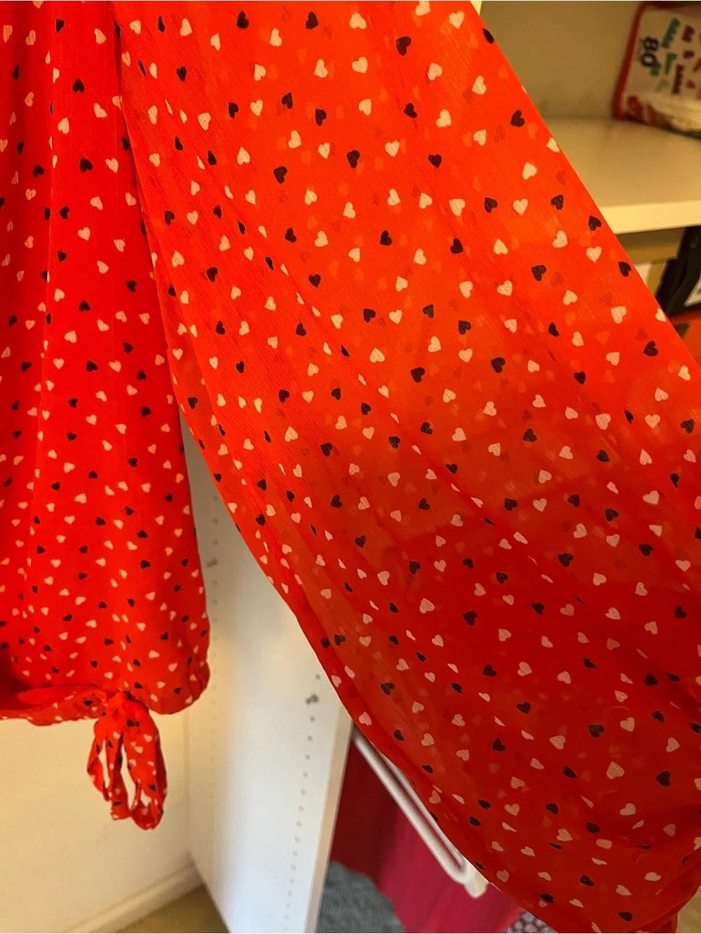 Banana Republic Red Heart-Print Wrap Blouse